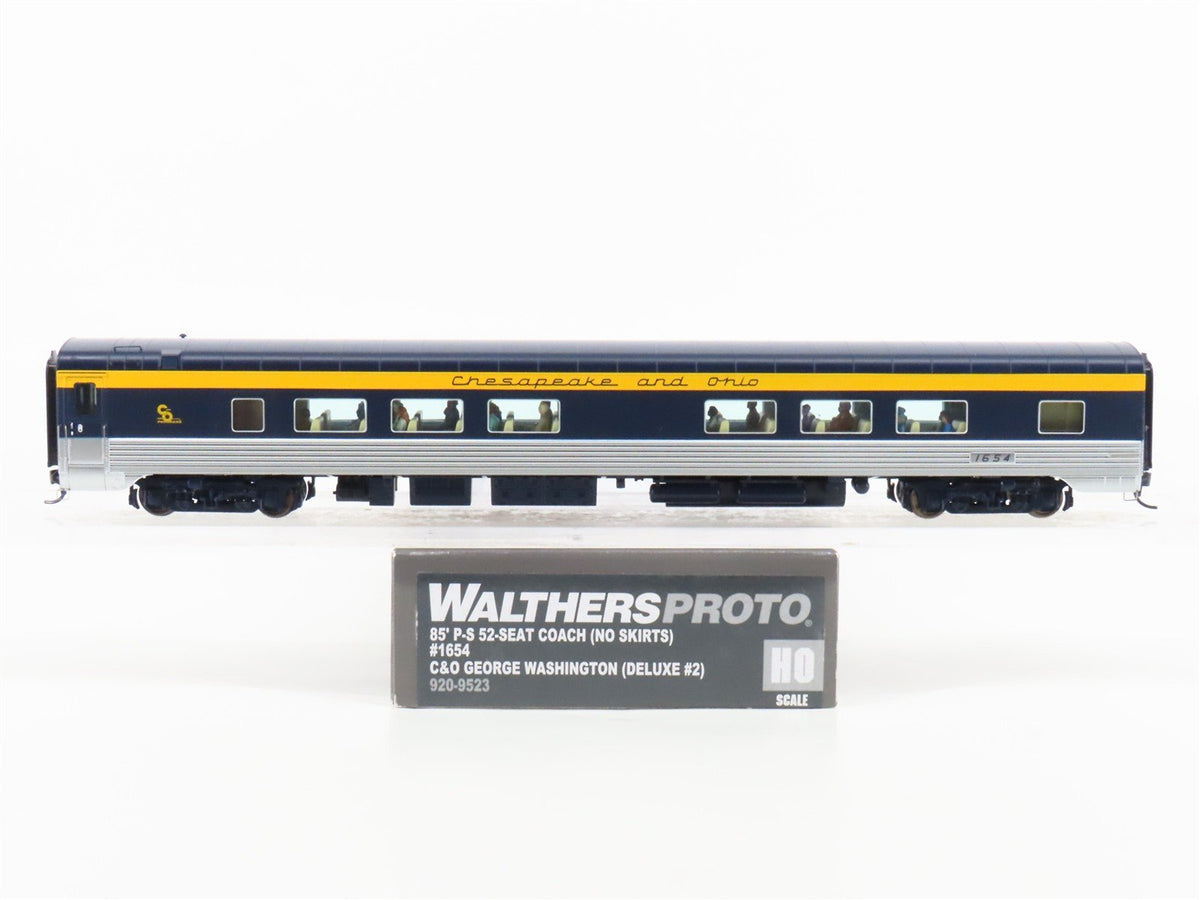 HO Walthers 920-9523 C&amp;O 85&#39; P-S 52-Seat Coach Passenger Car #1654 w/Lights