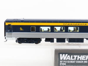 HO Walthers 920-9523 C&O 85' P-S 52-Seat Coach Passenger Car #1654 w/Lights