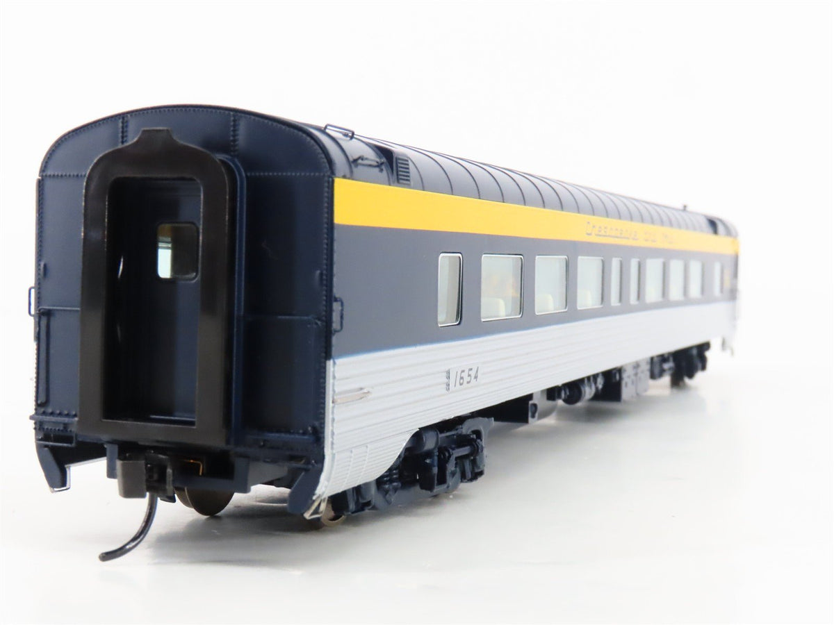 HO Walthers 920-9523 C&amp;O 85&#39; P-S 52-Seat Coach Passenger Car #1654 w/Lights