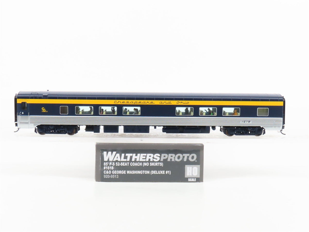 HO Walthers Proto 920-9513 C&amp;O Railway 85&#39; P-S Coach Passenger Car #1618 wLights
