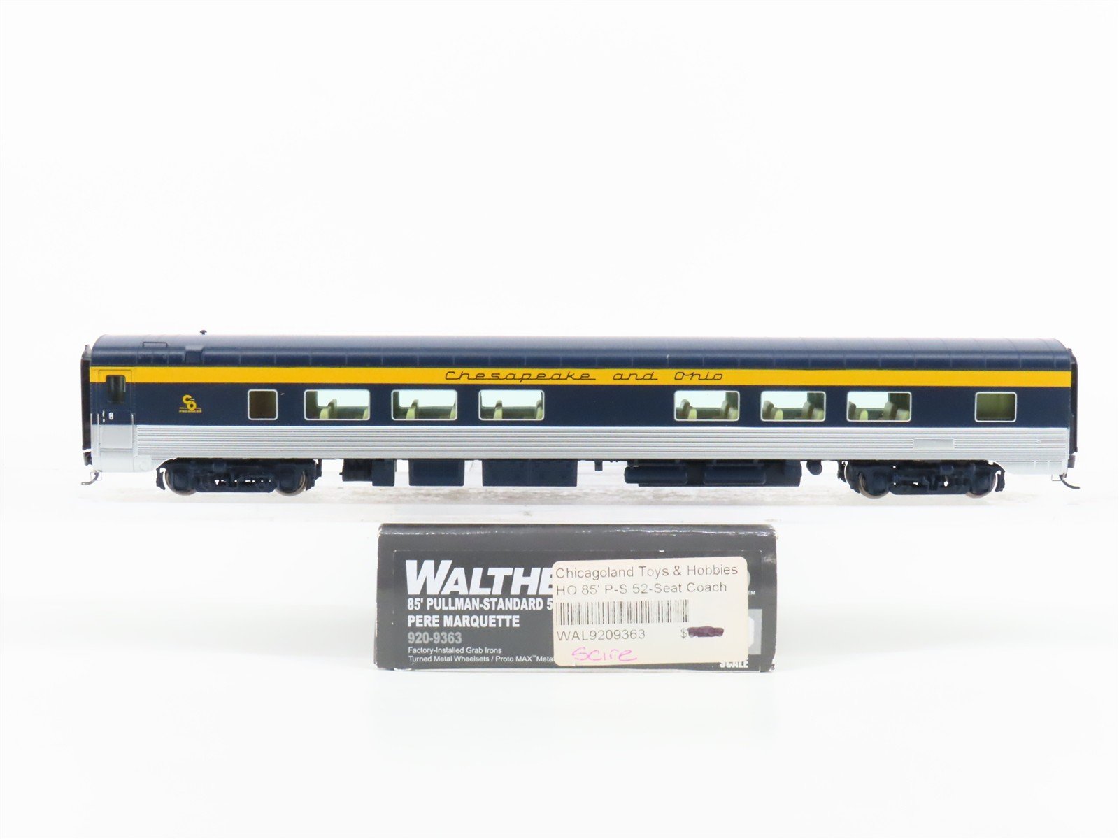 HO Scale Walthers Proto 920-9363 C&O Railway 85' P-S Coach Passenger Car