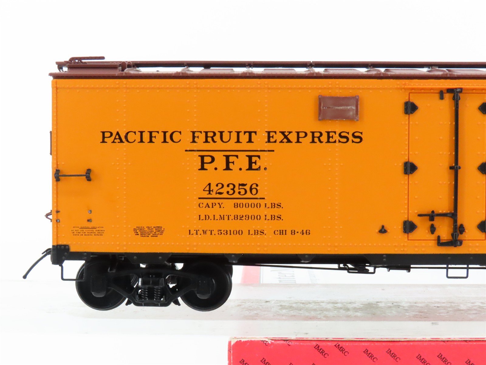 O 2-Rail Intermountain 25302S-46 PFE/UP Pacific Fruit Steel Ice Reefer #42356