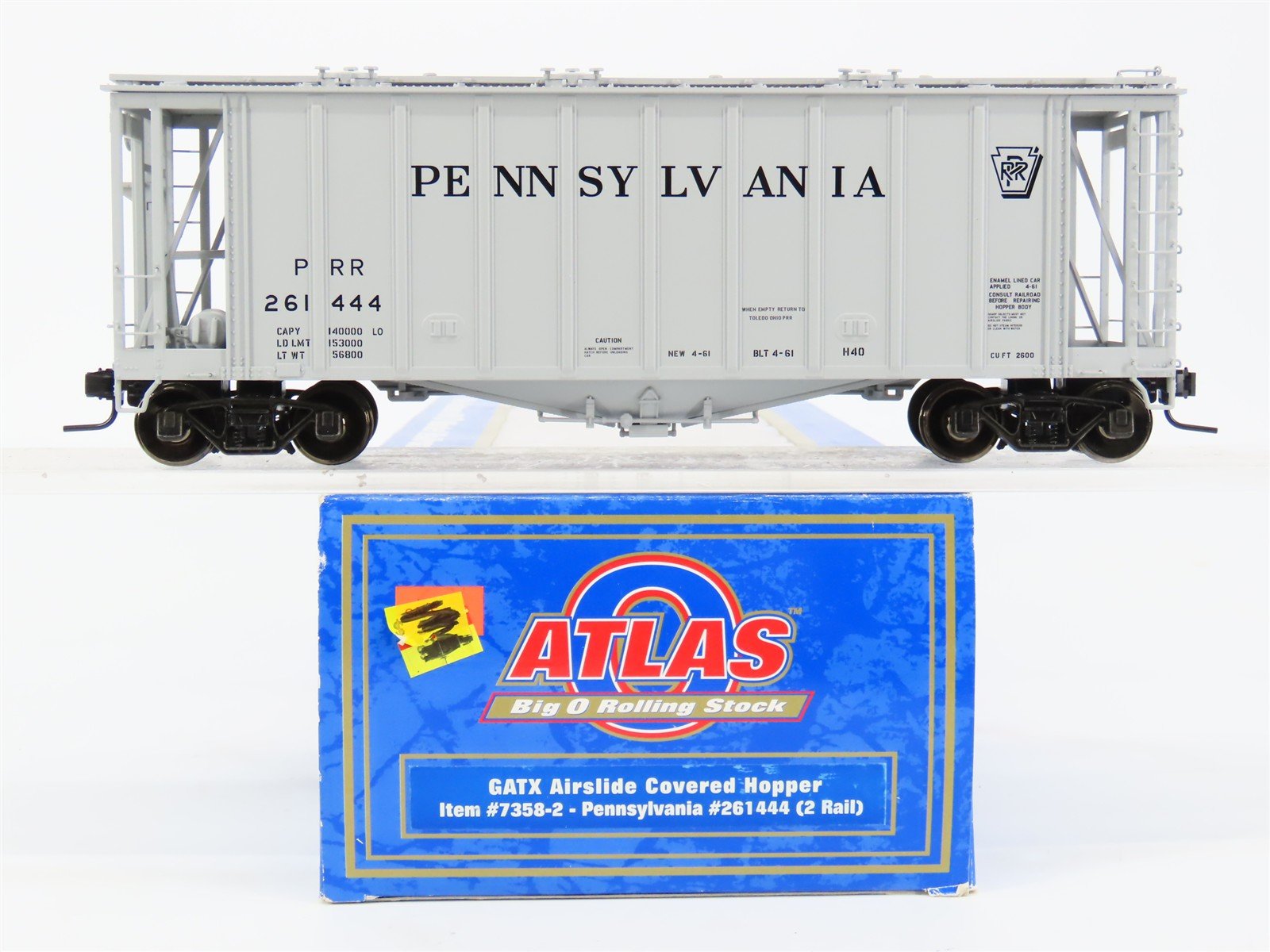 O Scale 2-Rail Atlas 7358-2 PRR Pennsylvania Railroad Airslide Hopper #261444