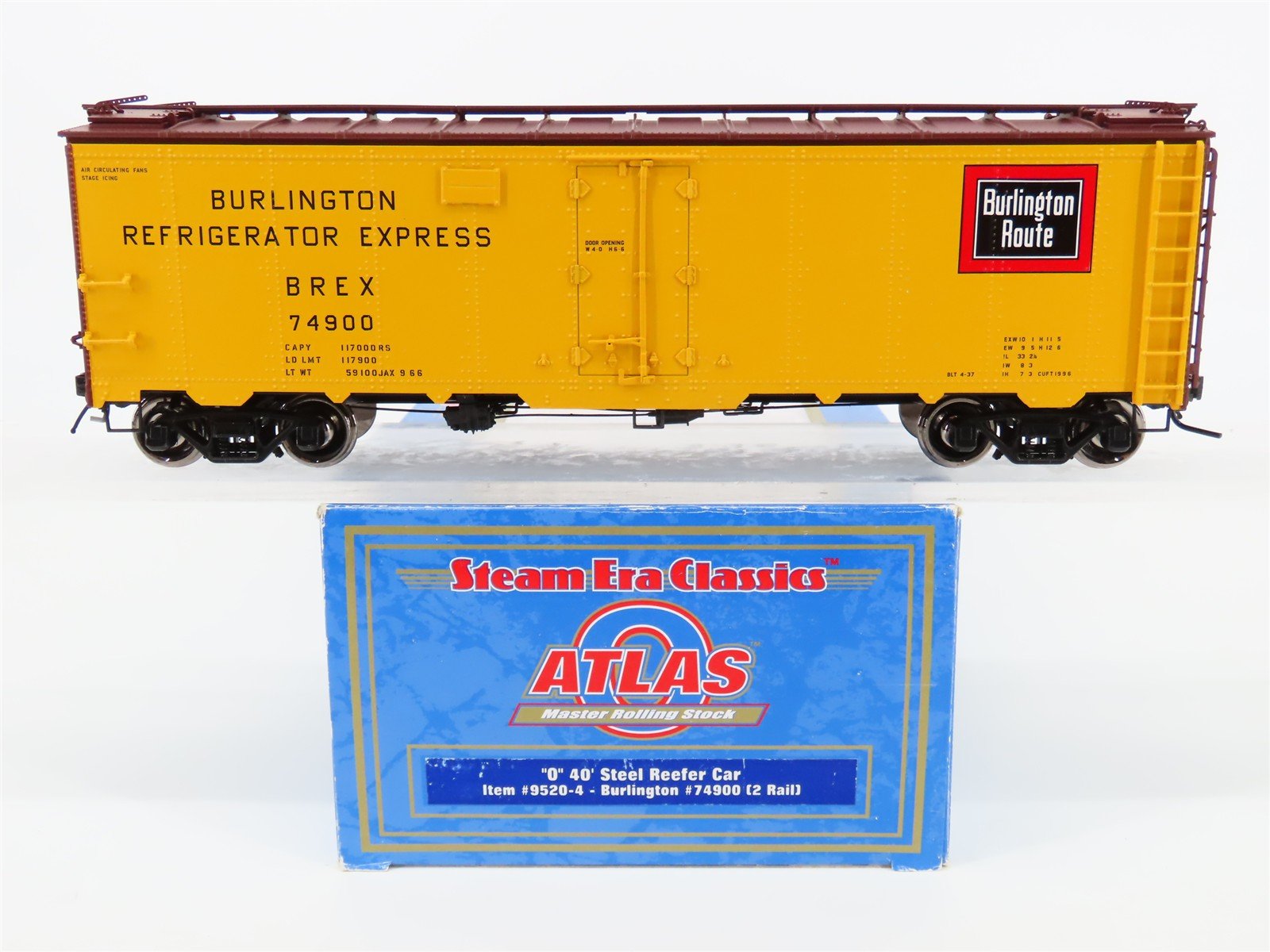 O Scale 2-Rail Atlas 9520-4 BREX Burlington Refrigerator Express Reefer #74900