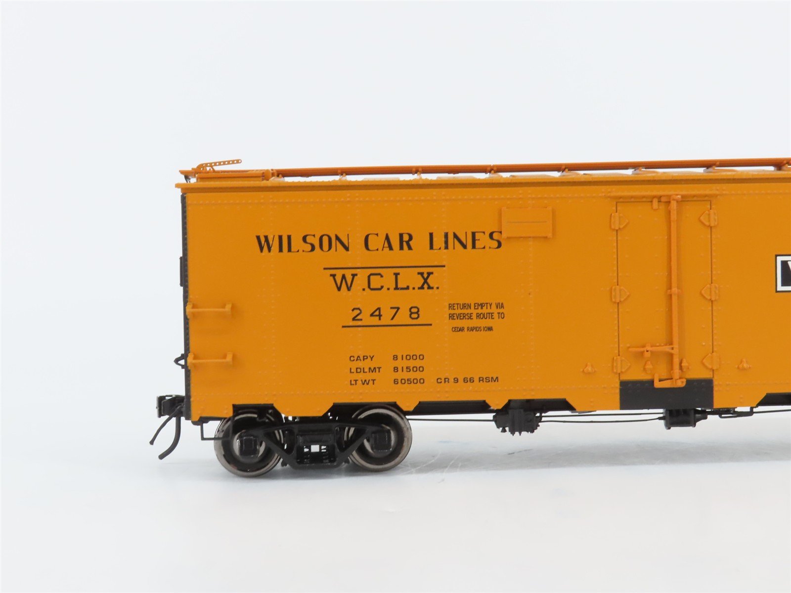 O Scale 2-Rail Atlas 9538-2 WCLX Wilson Car Lines 40' Steel Reefer Car #2478