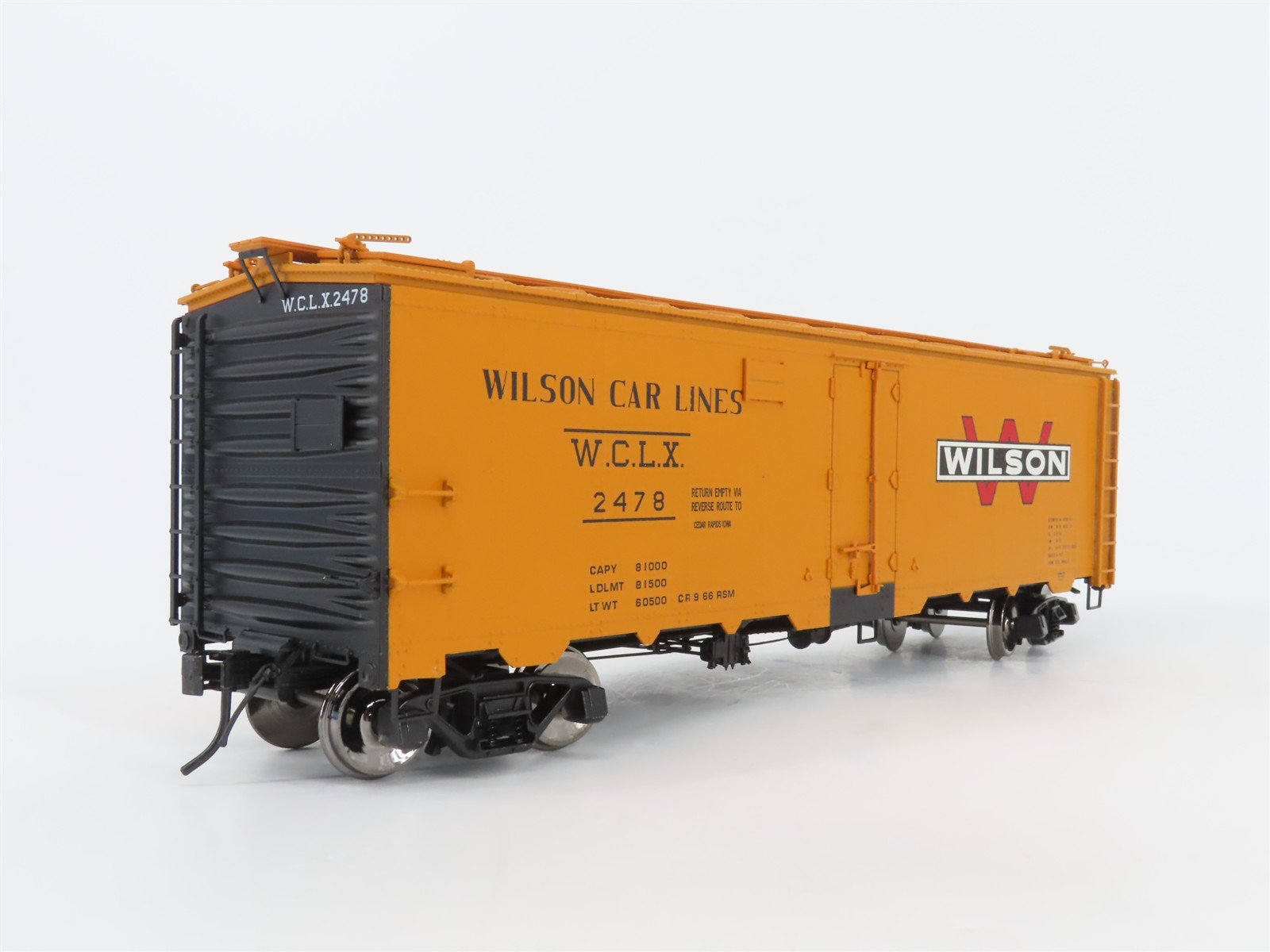 O Scale 2-Rail Atlas 9538-2 WCLX Wilson Car Lines 40' Steel Reefer Car #2478