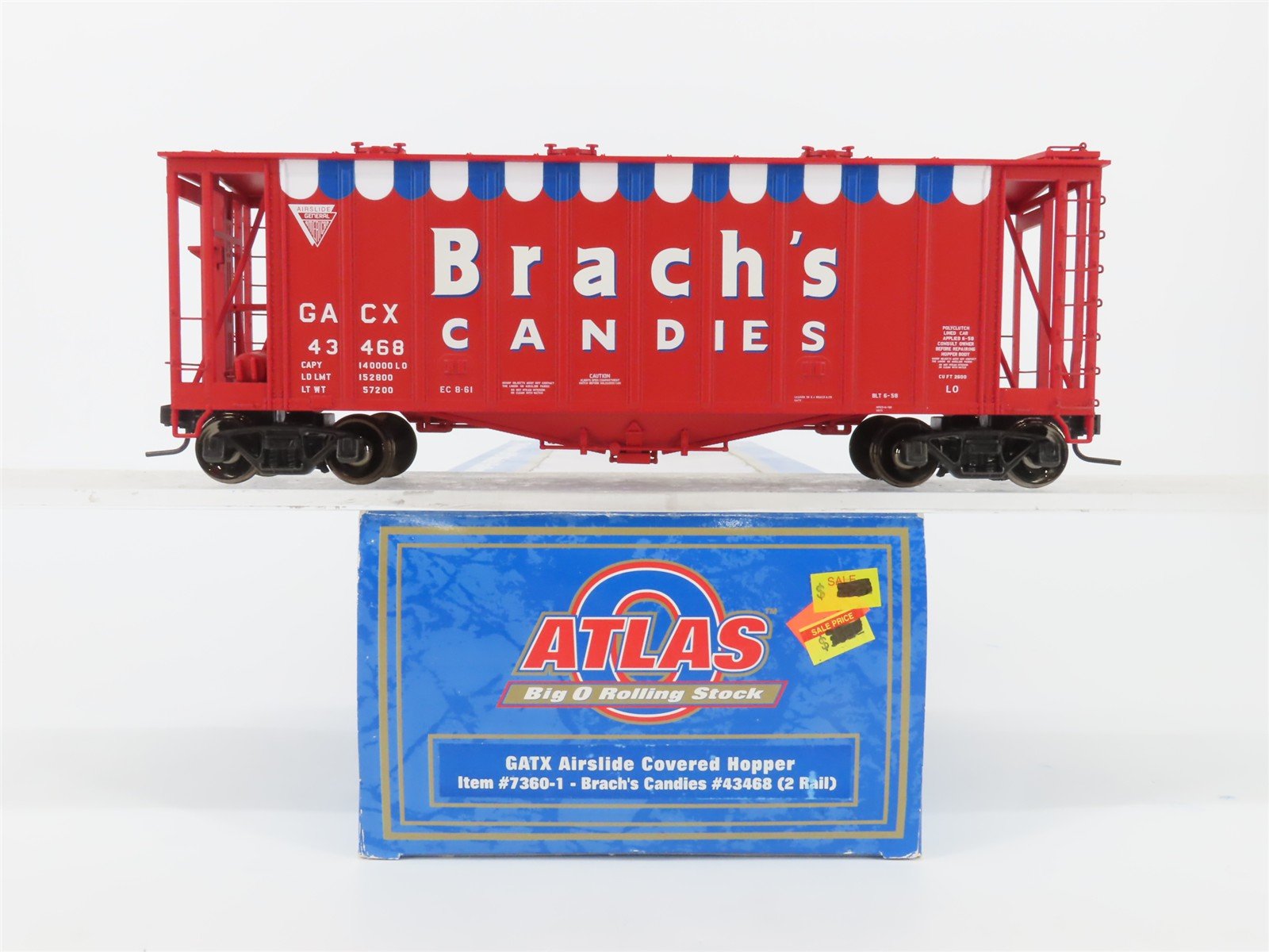 O Scale 2-Rail Atlas 7360-1 GACX Brach's Candies Airslide Covered Hopper #43468