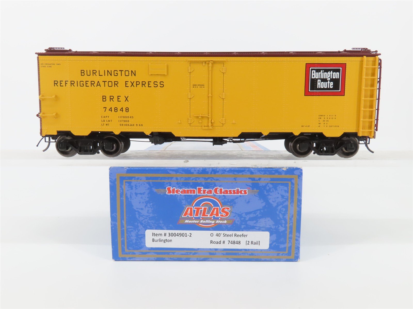 O Scale 2-Rail Atlas 3004901-2 BREX Burlington Route 40' Steel Reefer #74848