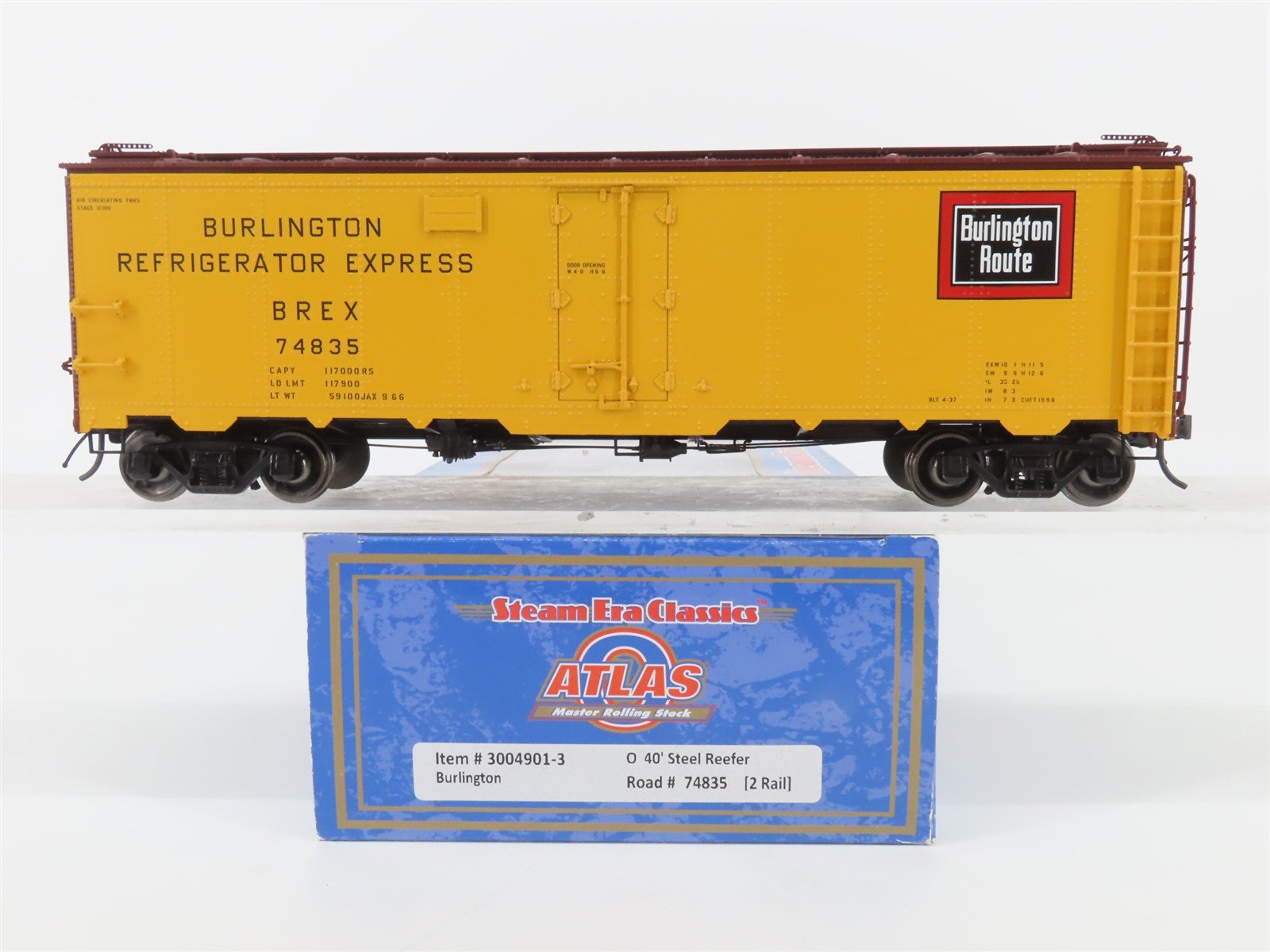O Scale 2-Rail Atlas 3004901-3 BREX Burlington 40' Steel Reefer #74835