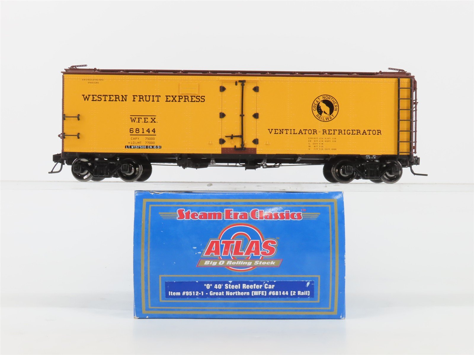 O Scale 2-Rail Atlas 9512-1 WFEX Great Northern 40' Steel Reefer Car #68144