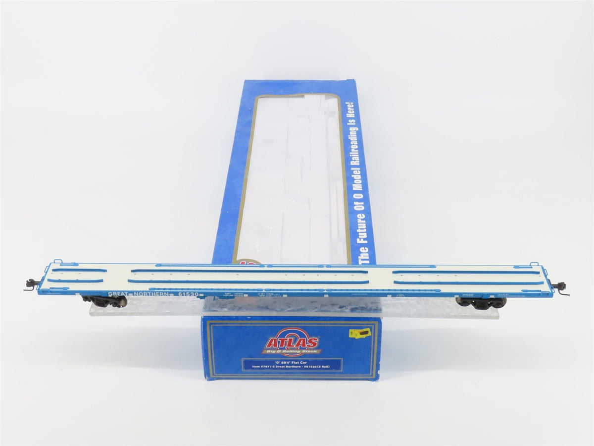 O Scale 2-Rail Atlas 7971-3 GN Great Northern Big Sky Blue 89&#39; Flatcar #61530