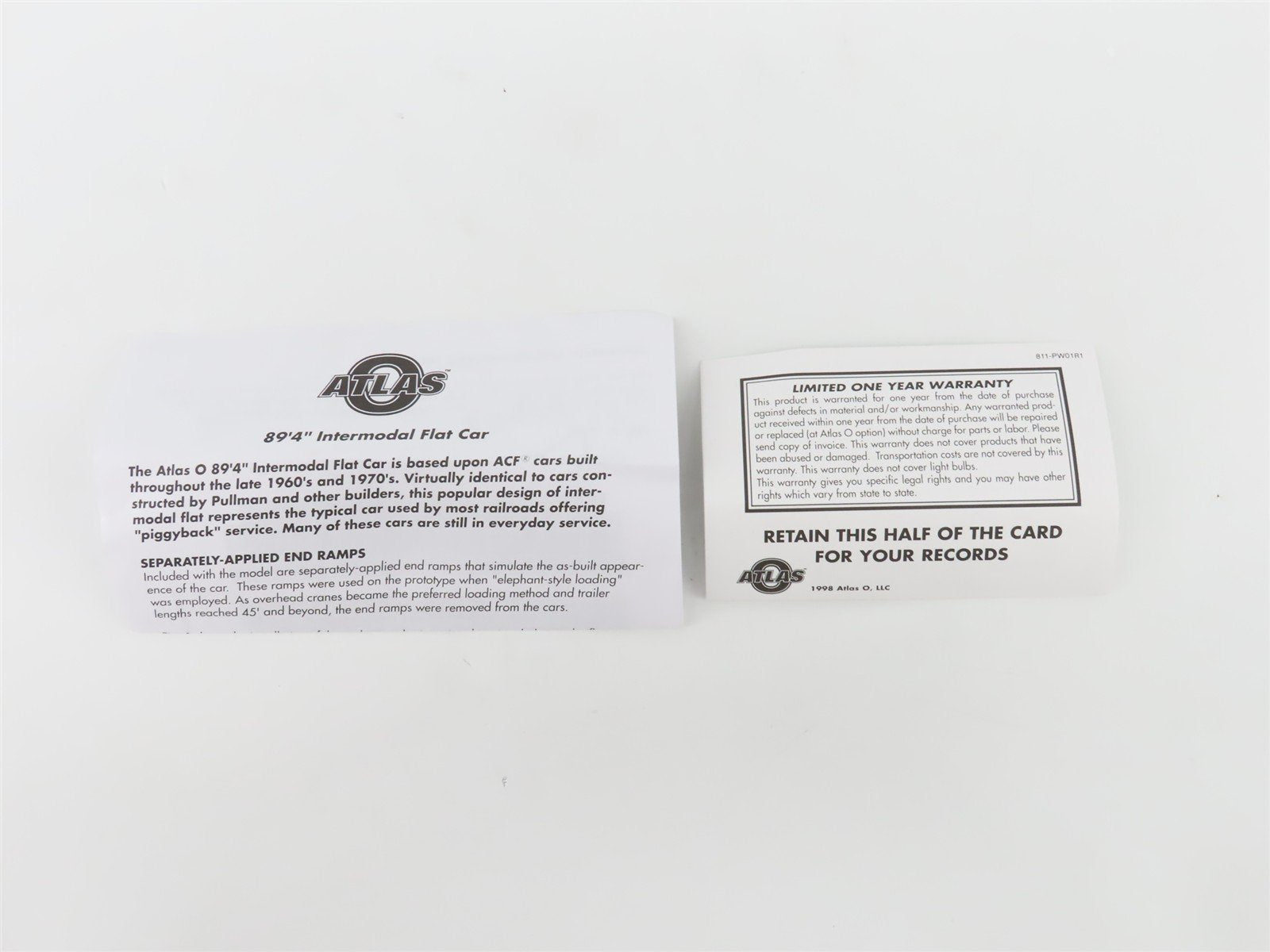 O Scale 2-Rail Atlas 7977-3 ERES Erie Western 89' Flatcar #250052