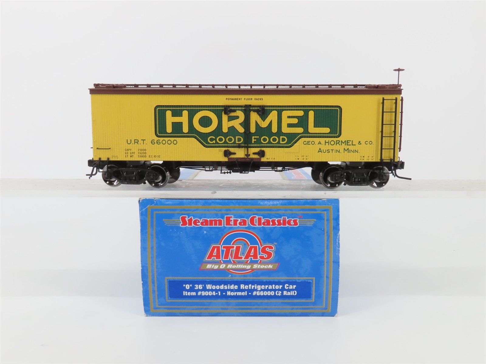 O Scale 2-Rail Atlas 9004-1 URT Hormel Good Food 36' Woodside Reefer Car #66000