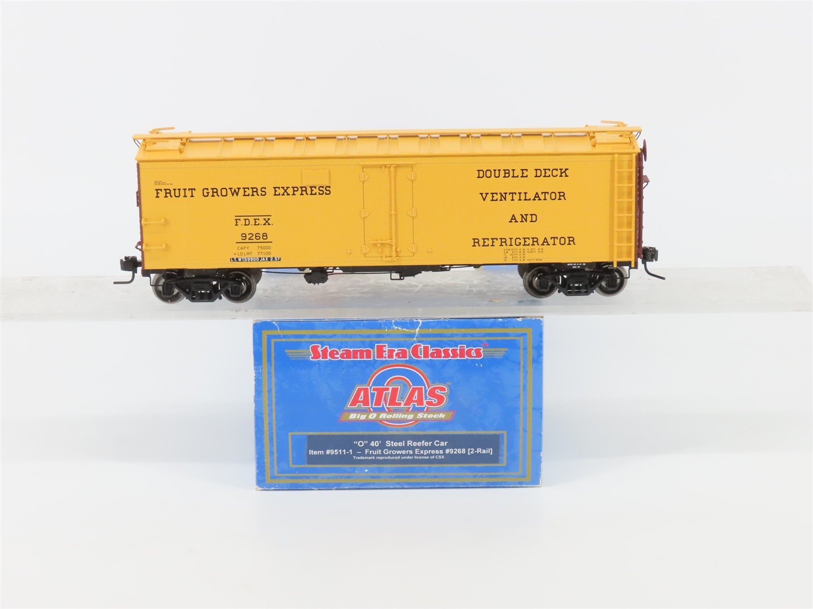 O Scale 2-Rail Atlas 9511-1 FDEX Fruit Growers Express 40' Steel Reefer #9268
