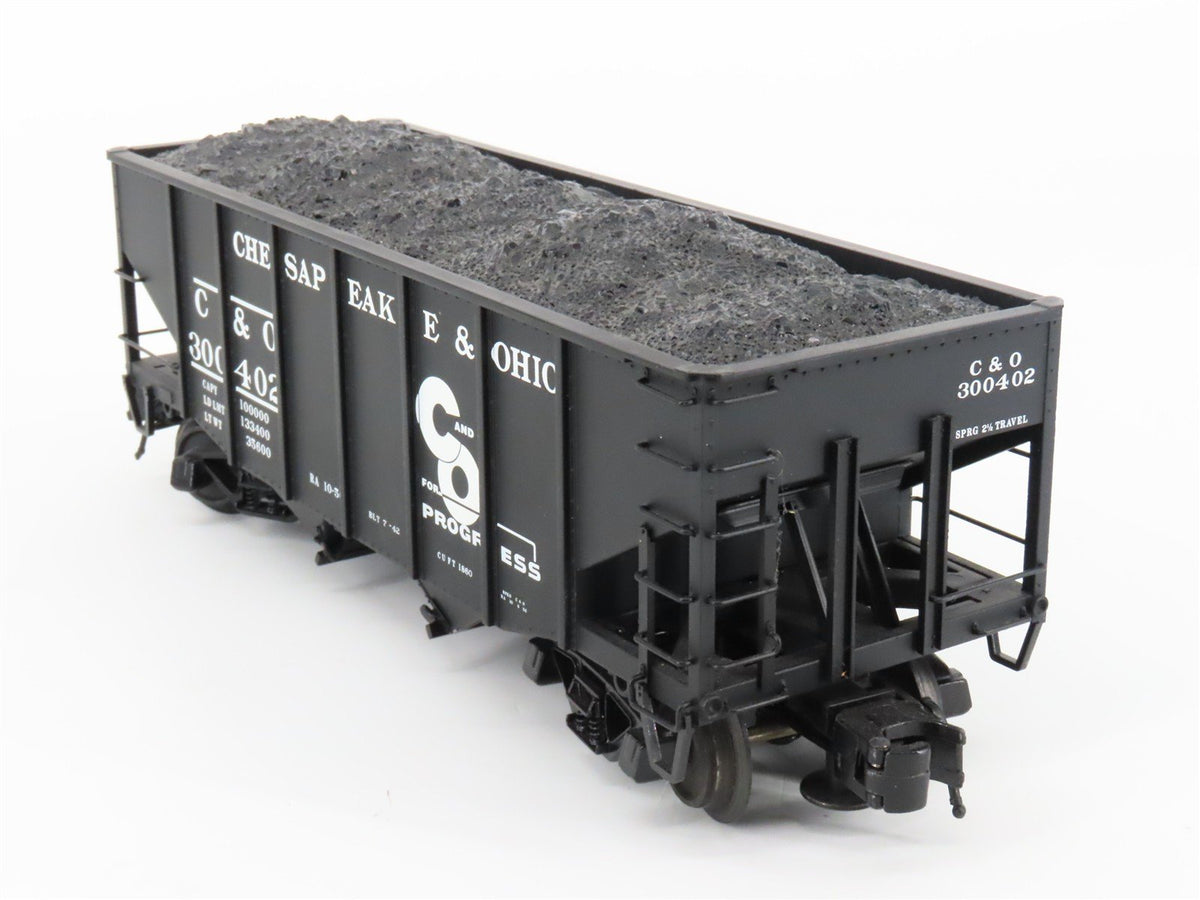 O 3-Rail Atlas 6752-5 C&amp;O Chesapeake &amp; Ohio Die-Cast 2-Bay Hopper Car #300402