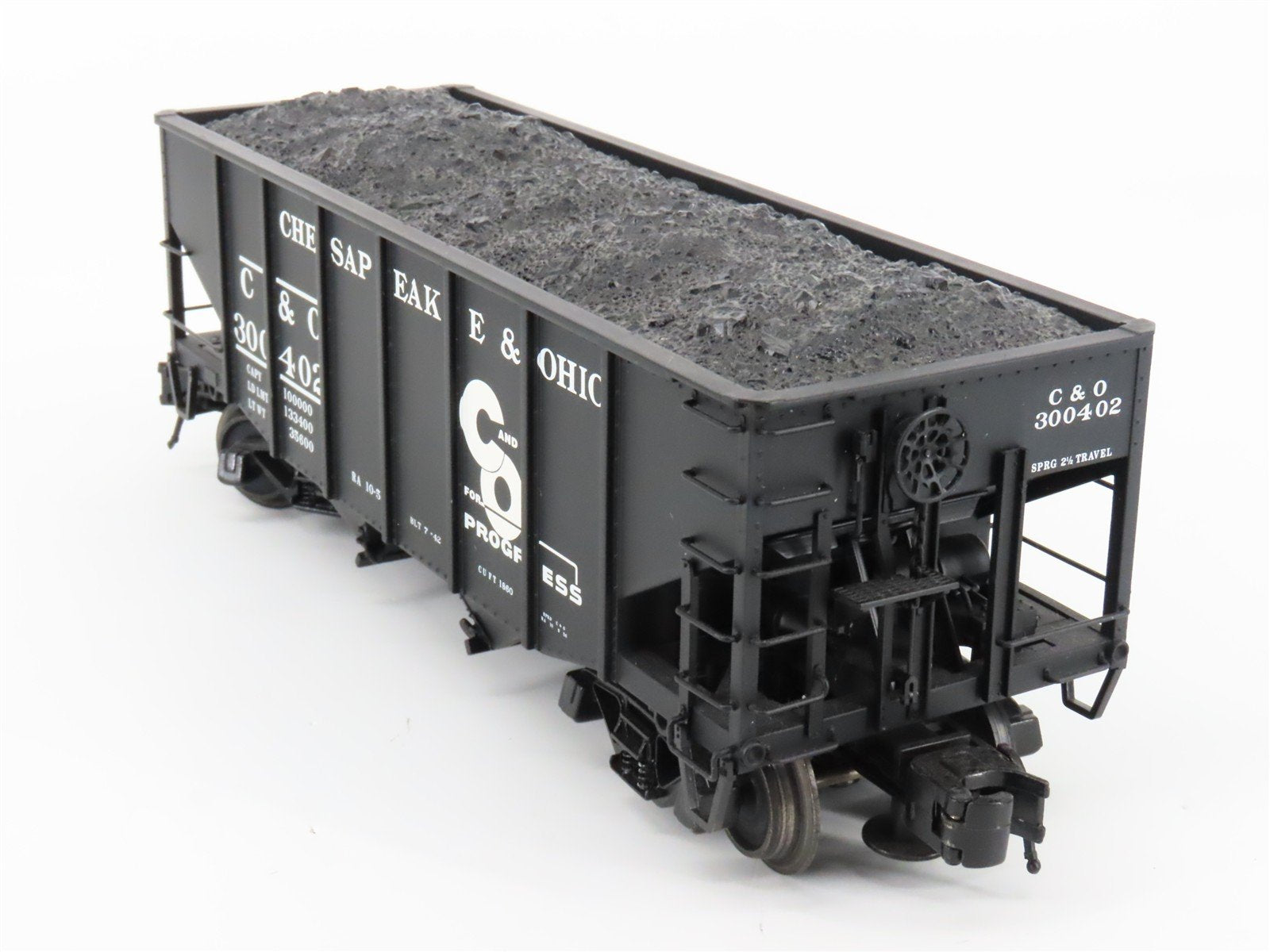 O 3-Rail Atlas 6752-5 C&O Chesapeake & Ohio Die-Cast 2-Bay Hopper Car #300402