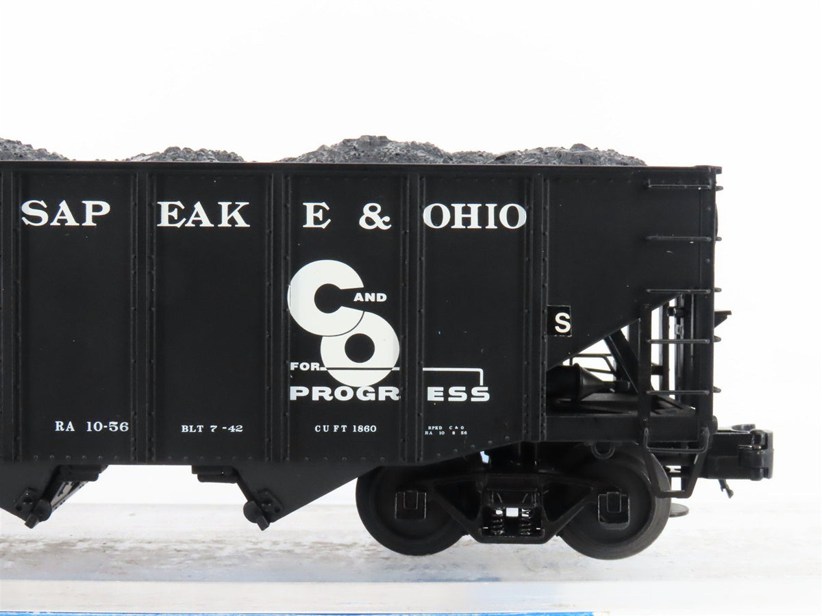 O Gauge 3-Rail Atlas 6752-7 C&amp;O Chesapeake &amp; Ohio 2-Bay Hopper #300422 w/ Load
