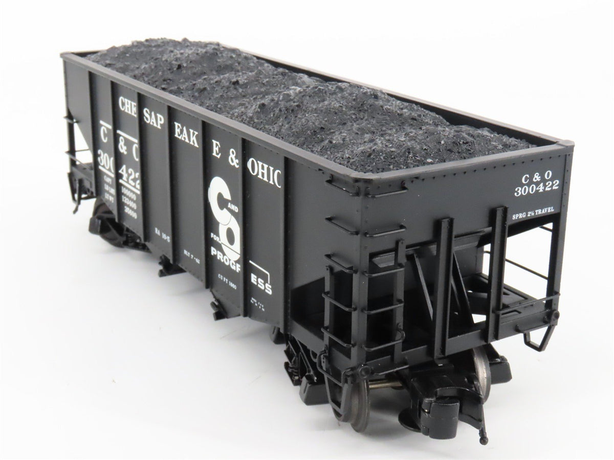 O Gauge 3-Rail Atlas 6752-7 C&amp;O Chesapeake &amp; Ohio 2-Bay Hopper #300422 w/ Load