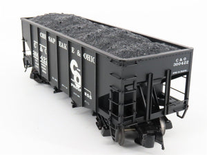 O Gauge 3-Rail Atlas 6752-7 C&O Chesapeake & Ohio 2-Bay Hopper #300422 w/ Load