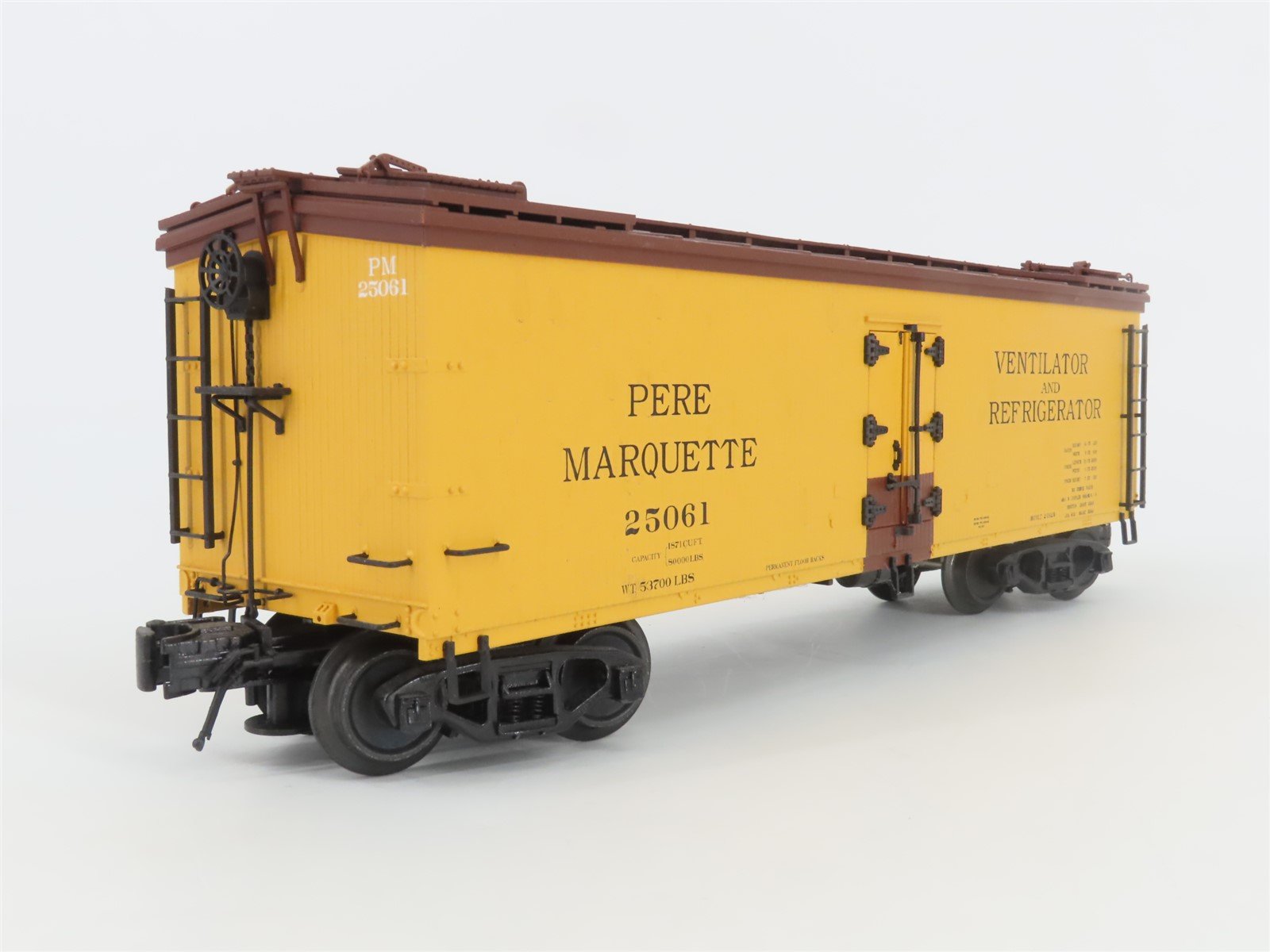 O Gauge 3-Rail Atlas 8167-4 PM Pere Marquette 40' Rebuilt Wood Reefer #25061