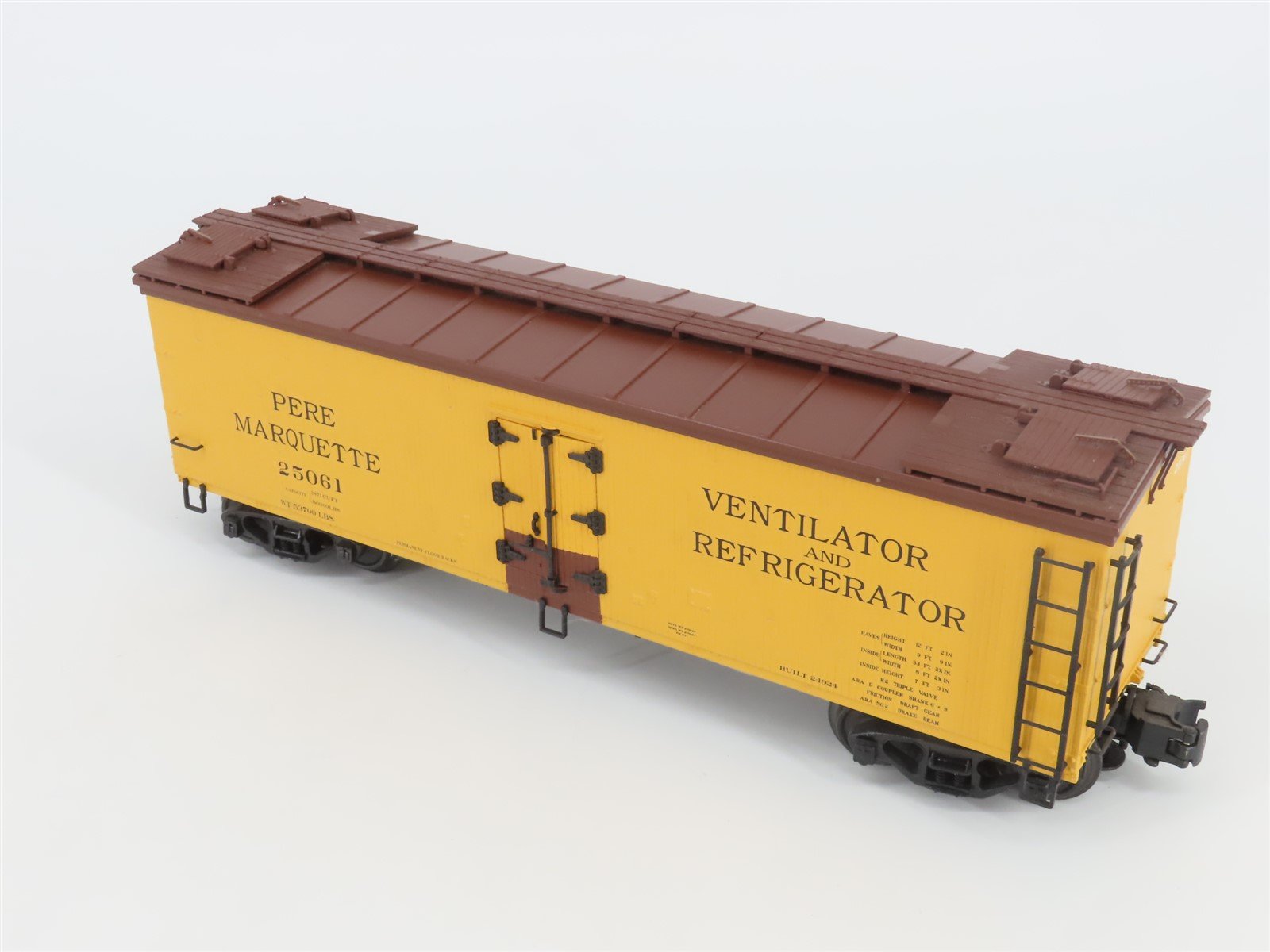 O Gauge 3-Rail Atlas 8167-4 PM Pere Marquette 40' Rebuilt Wood Reefer #25061