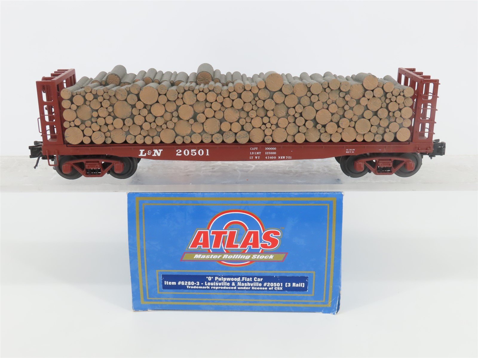 O Gauge 3-Rail Atlas 6280-3 L&N Louisville & Nashville Pulpwood Flat Car #20501