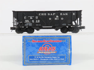 O Gauge 3-Rail Atlas 6423-7 C&O 50-Ton War Emergency 2-Bay Hopper 55619 w/ Load