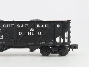O Gauge 3-Rail Atlas 6423-7 C&O 50-Ton War Emergency 2-Bay Hopper 55619 w/ Load