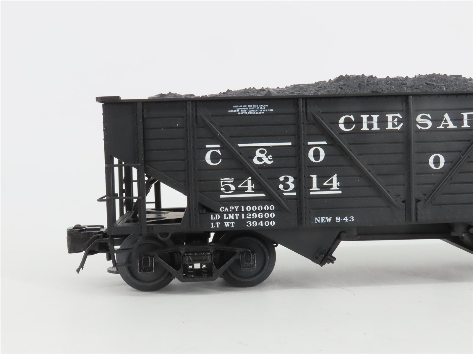 O Gauge 3-Rail Atlas 6423-1 C&O 50-Ton War Emergency 2-Bay Hopper 54314 w/ Load