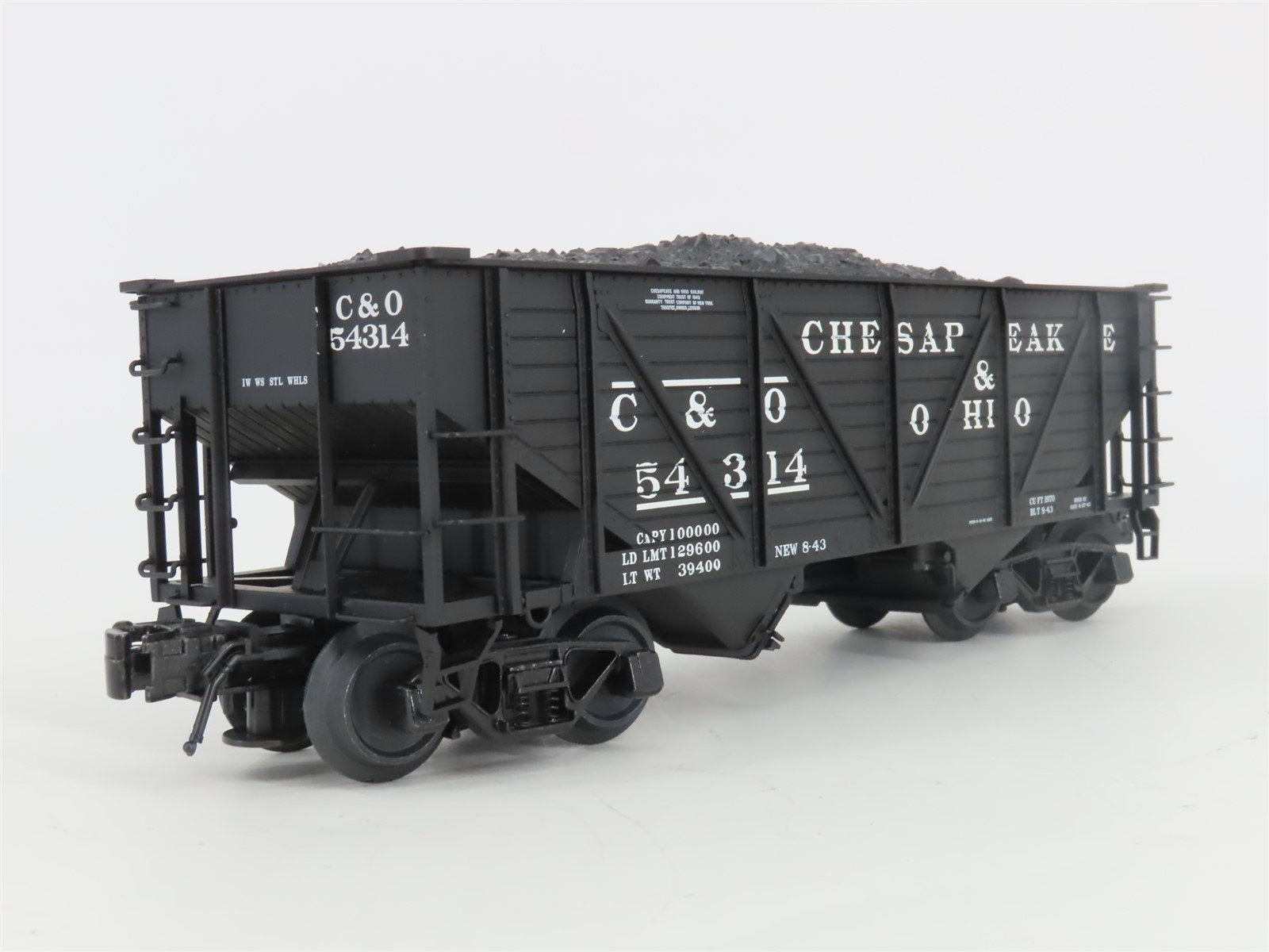 O Gauge 3-Rail Atlas 6423-1 C&O 50-Ton War Emergency 2-Bay Hopper 54314 w/ Load