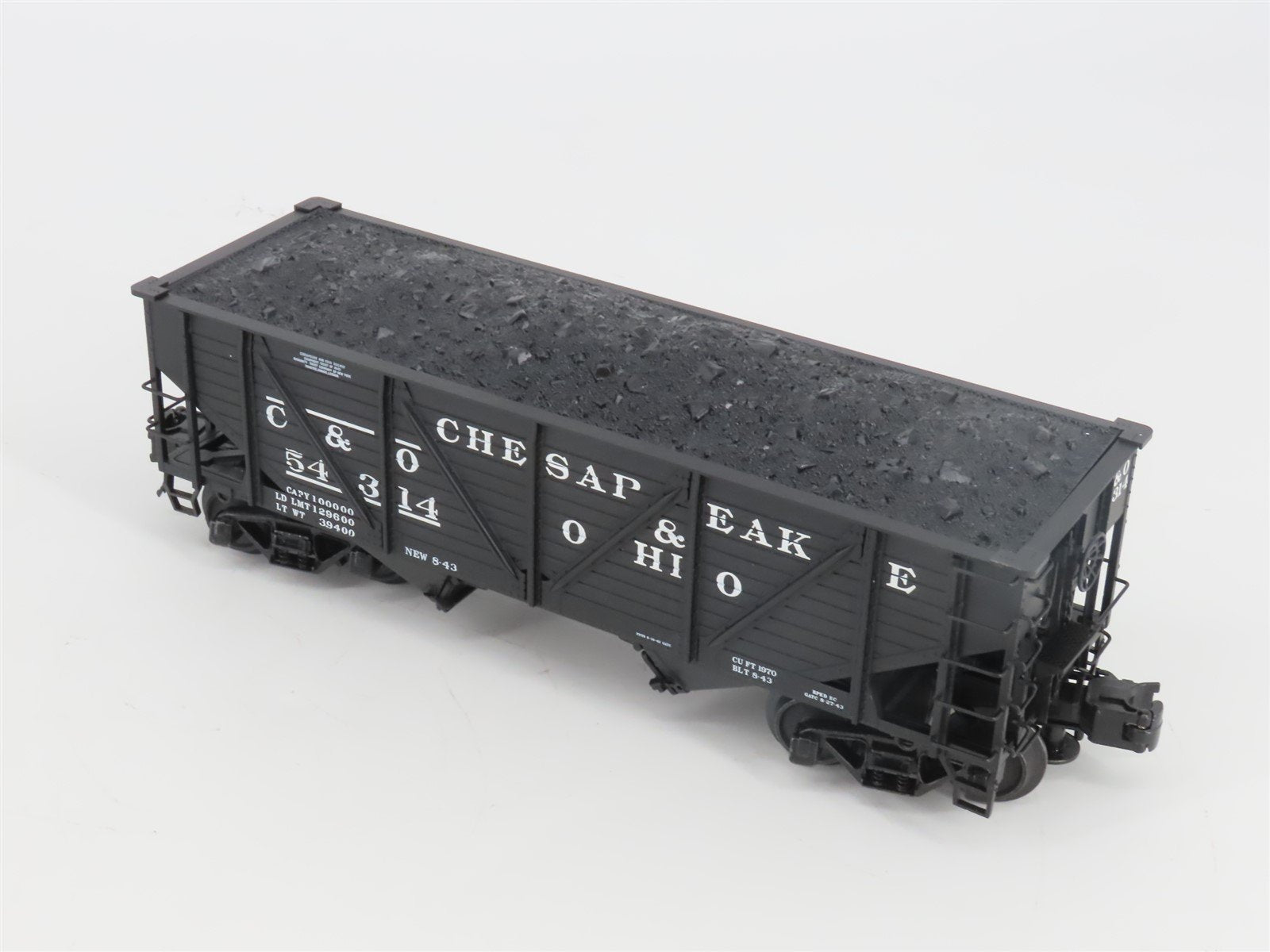 O Gauge 3-Rail Atlas 6423-1 C&O 50-Ton War Emergency 2-Bay Hopper 54314 w/ Load