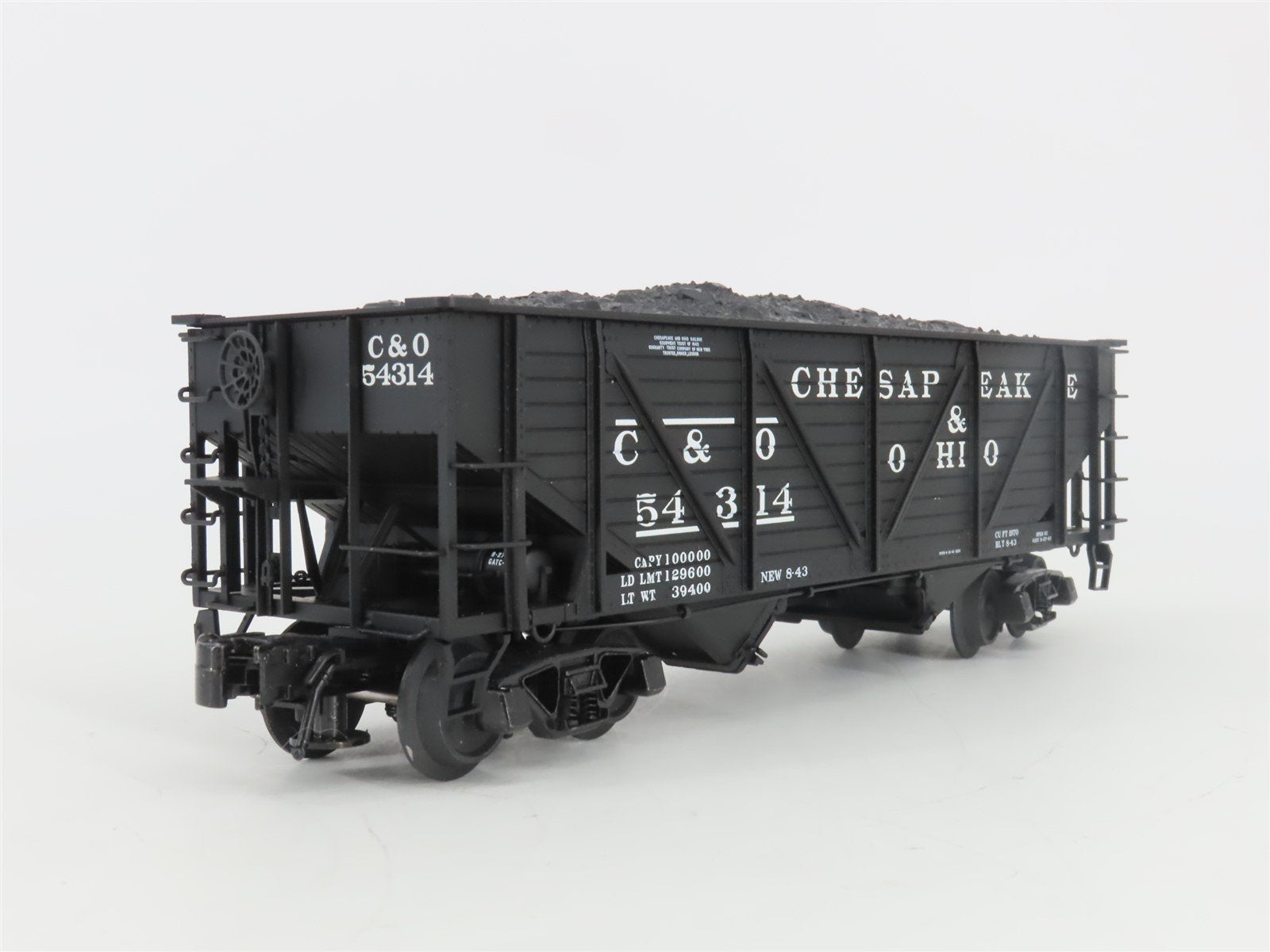 O Gauge 3-Rail Atlas 6423-1 C&O 50-Ton War Emergency 2-Bay Hopper 54314 w/ Load