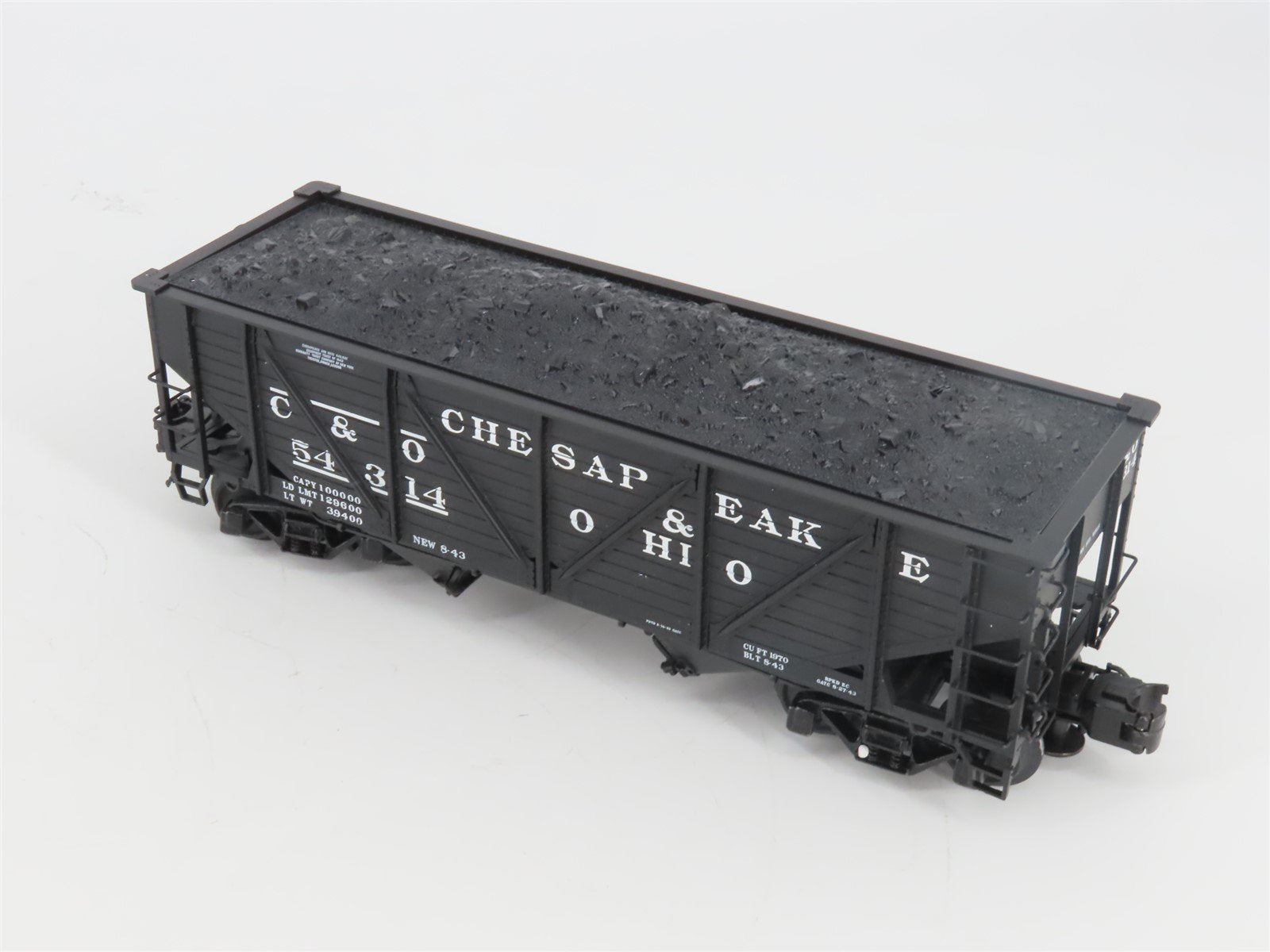O Gauge 3-Rail Atlas 6423-1 C&O 50-Ton War Emergency 2-Bay Hopper 54314 w/ Load