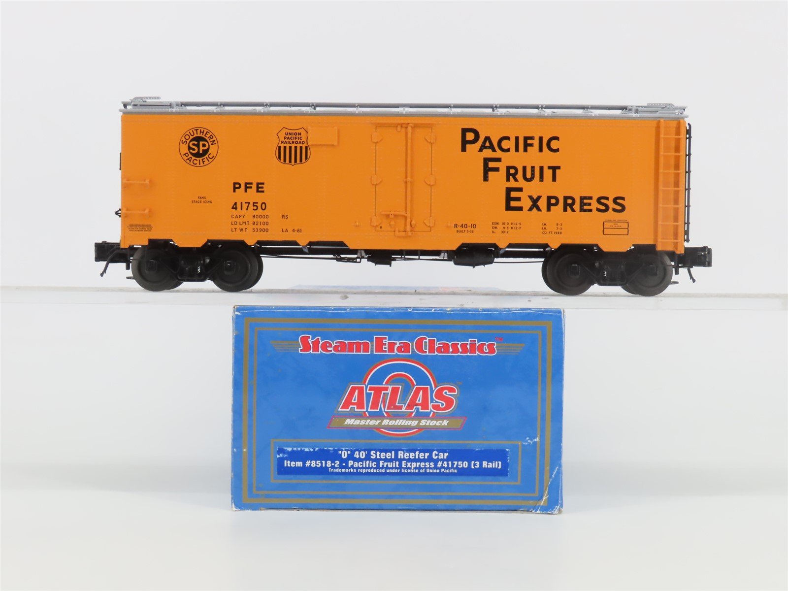 O Gauge 3-Rail Atlas 8518-2 UP SP PFE Pacific Fruit Express 40' Reefer #41750