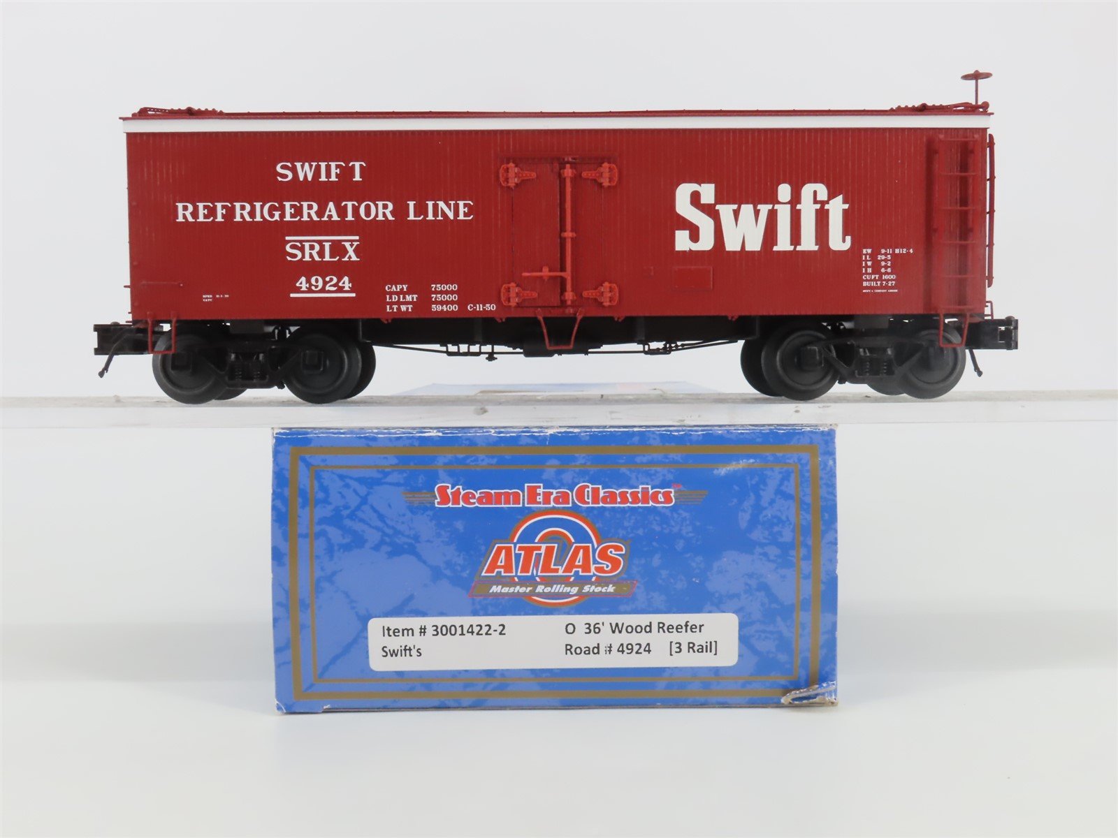 O Gauge 3-Rail Atlas 3001422-2 SRLX Swift Refrigerator Line 36' Wood Reefer 4924