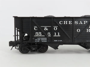 O Gauge 3-Rail Atlas 6423-6 C&O 50-Ton War Emergency 2-Bay Hopper #55511 w/ Load