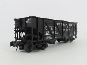 O Gauge 3-Rail Atlas 6423-6 C&O 50-Ton War Emergency 2-Bay Hopper #55511 w/ Load