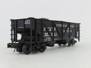 O Gauge 3-Rail Atlas 6423-6 C&O 50-Ton War Emergency 2-Bay Hopper #55511 w/ Load