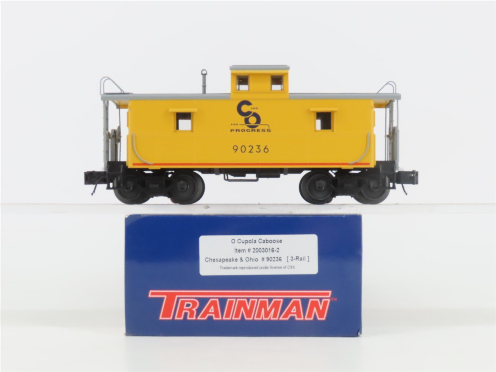 O Gauge 3-Rail Atlas Trainman 2003016-2 C&O Cupola Caboose #90236 w/ Lights