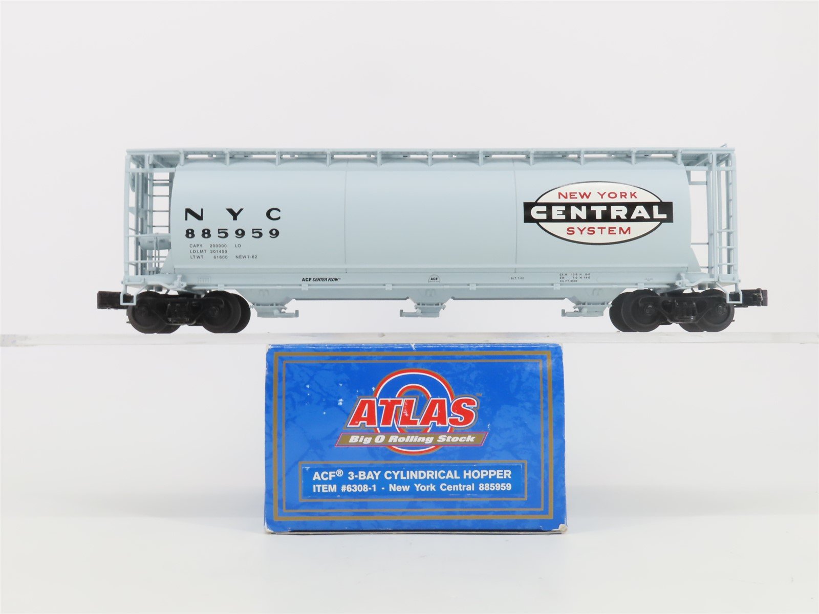 O Gauge 3-Rail Atlas 6308-1 NYC New York Central 3-Bay Cylindrical Hopper 885959