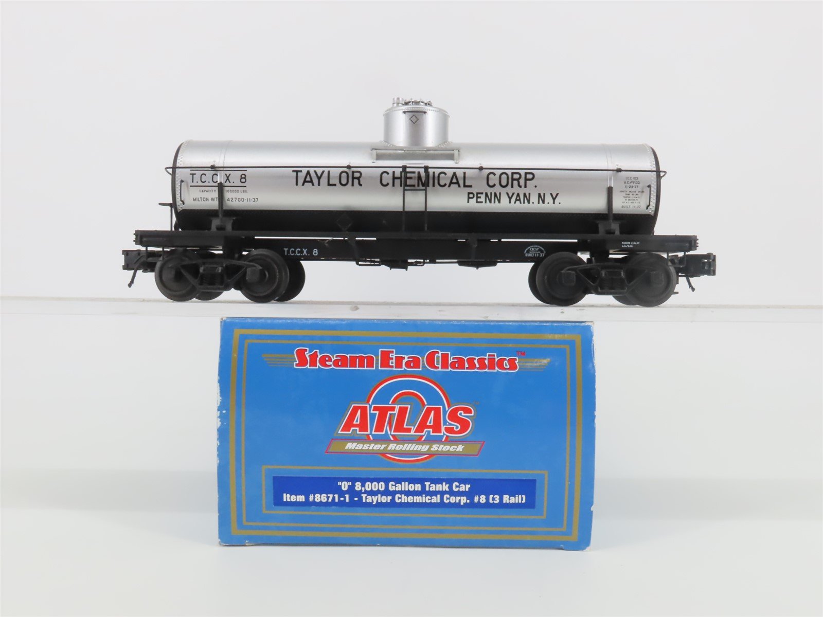 O Gauge 3-Rail Atlas 8671-1 TCCX Taylor Chemical Corp. Single Dome Tank Car #8