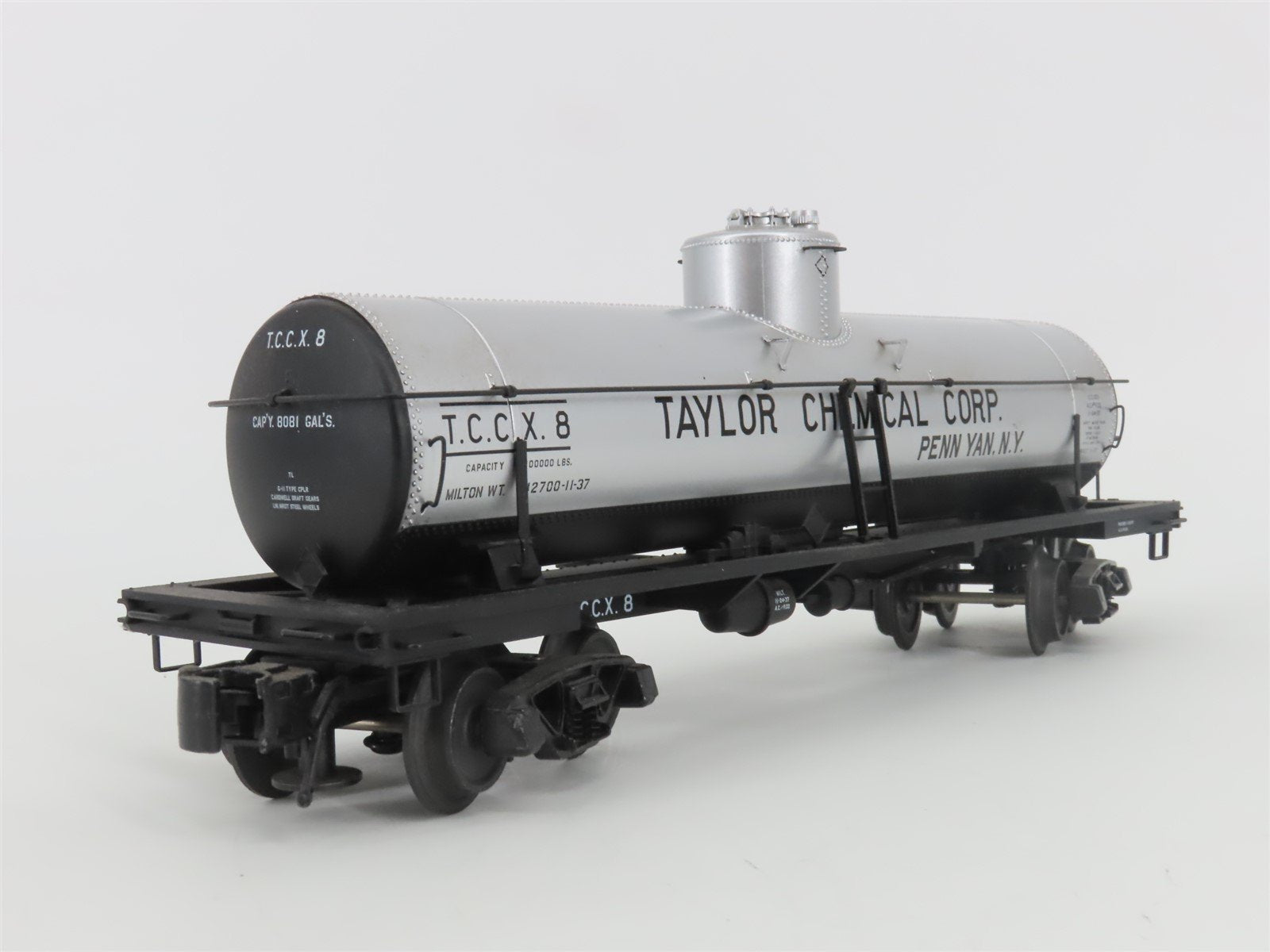 O Gauge 3-Rail Atlas 8671-1 TCCX Taylor Chemical Corp. Single Dome Tank Car #8