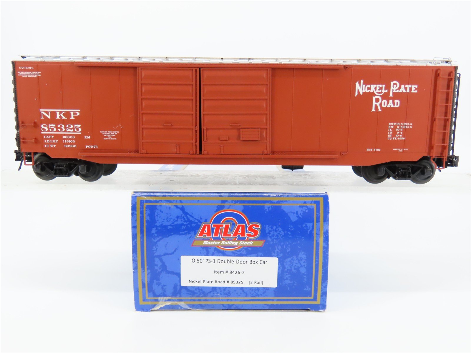 O Gauge 3-Rail Atlas 8426-2 NKP Nickel Plate Road 50' Double Door Box Car #85325