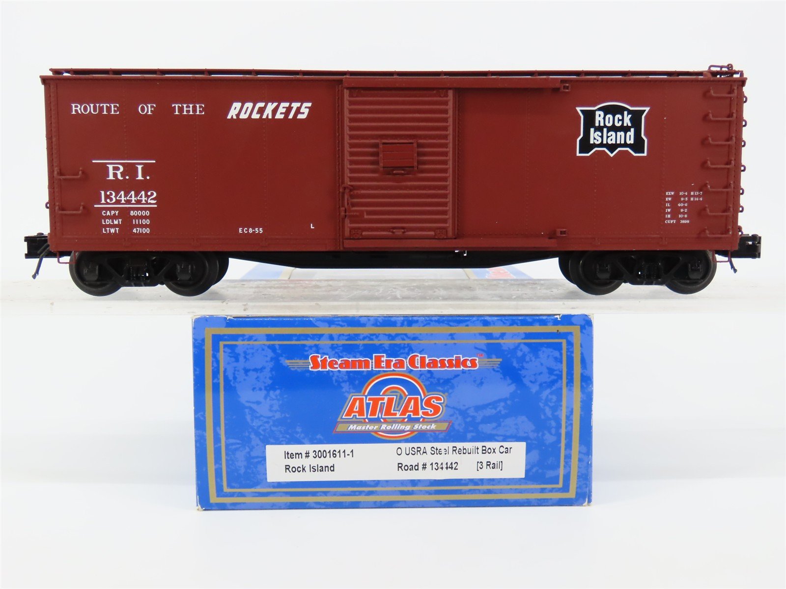 O Gauge 3-Rail Atlas 3001611-1 RI Route Of The Rockets Rebuilt Box Car #134442
