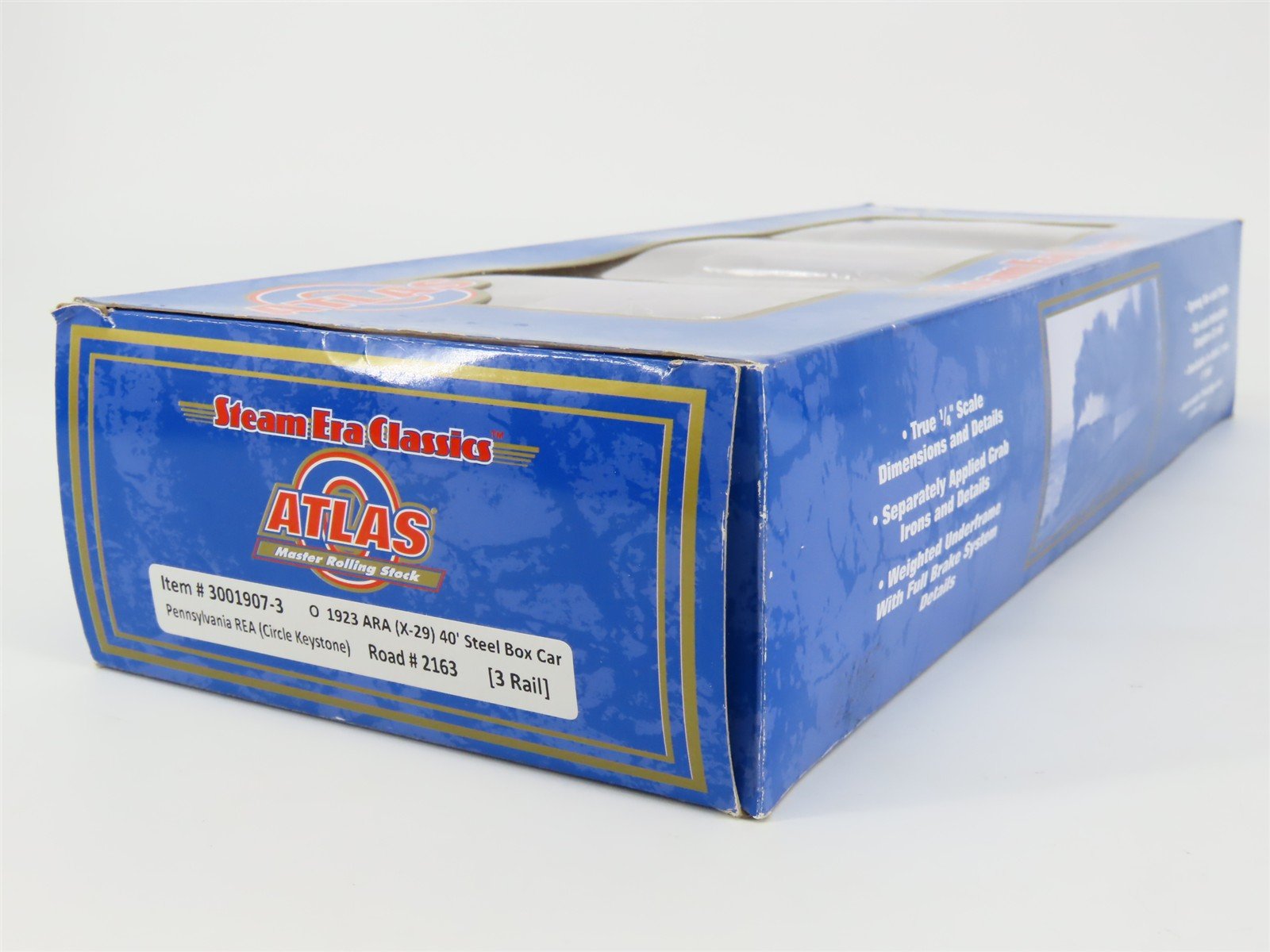 O Gauge 3-Rail Atlas 3001907-3 PRR Pennsylvania REA 40' Steel Box Car #2163