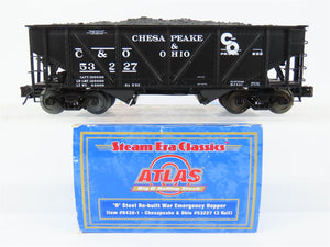 O Gauge 3-Rail Atlas 6438-1 C&O Re-Built War Emergency 2-Bay Hopper 53227 w/Load