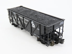 O Gauge 3-Rail Atlas 6438-1 C&O Re-Built War Emergency 2-Bay Hopper 53227 w/Load