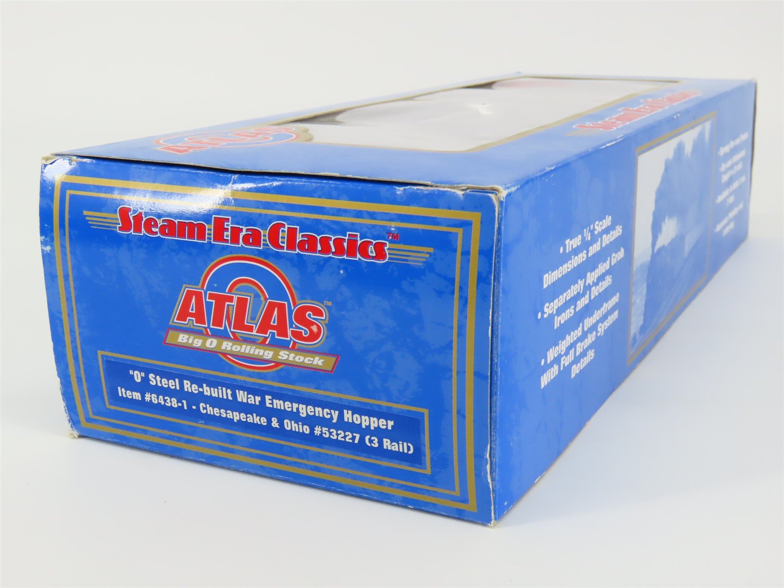 O Gauge 3-Rail Atlas 6438-1 C&O Re-Built War Emergency 2-Bay Hopper 53227 w/Load