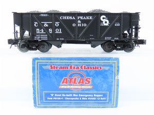 O Gauge 3-Rail Atlas 6438-4 C&O Re-Built War Emergency 2-Bay Hopper 54801 w/Load