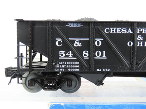 O Gauge 3-Rail Atlas 6438-4 C&O Re-Built War Emergency 2-Bay Hopper 54801 w/Load